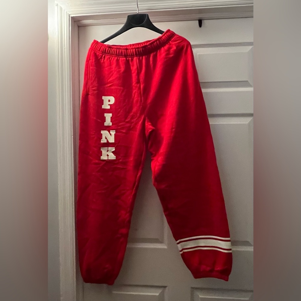 PINK Victoria's Secret Bright Red Joggers